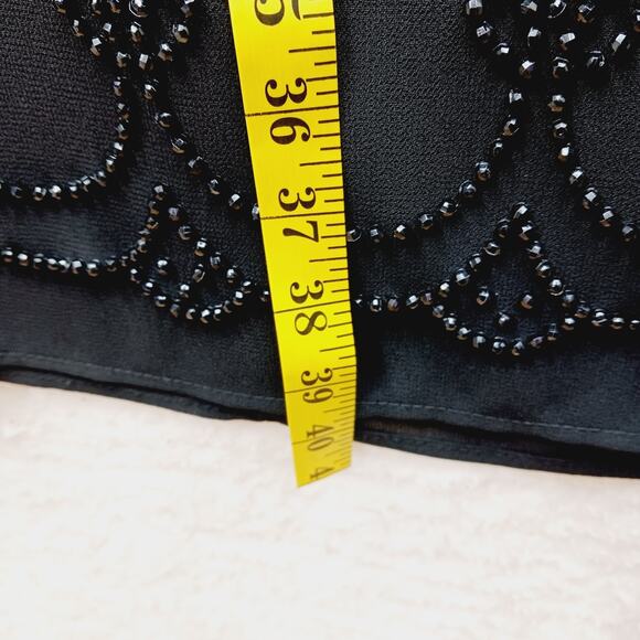 Skirt Maxi Size 18W Black Bead Scallop Evening Elegant Glam Formal Old Money - Picture 8 of 16